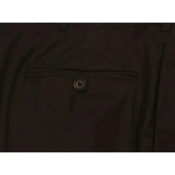 Adrian Jules Bespoke Recent Solid Brown Flat Front Wool Dress Pants 38x30 - Picture 3 of 6